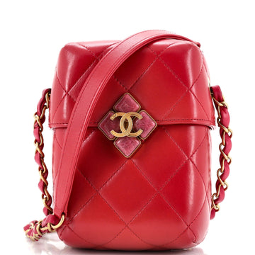 CHANEL Diamond Lock CC Phone Holder CroESbody Bag Quilted Lambskin Mini