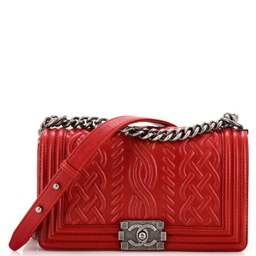 CHANEL Paris-Edinburgh Boy Flap Bag Celtic Knot EmboESed Calfskin Old Medium