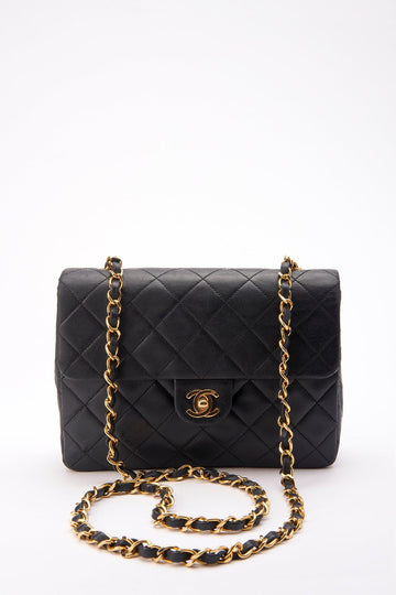 Chanel Vintage Black Small Square ClaESic Flap with 24k gold plated hardware