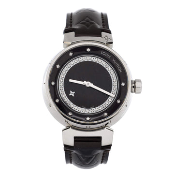 Tambour Disc Quartz Watch Stainless Steel and Monogram Vernis with Diamond Markers and Dial 34