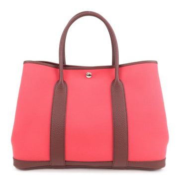 HERMES Canvas Leather Garden Party PM Tote Bag A stamp Pink
