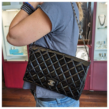 Chanel bags Black Patent Leather New Clutch With Chain CWC