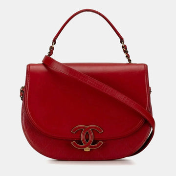 Red Calfskin and Quilted Goatskin Small Coco Curve Flap  Shoulder Bag