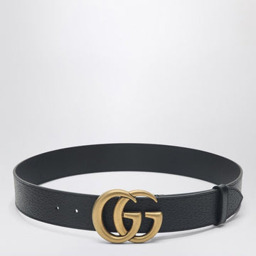 GUCCI Men's Grained Calfskin Leather Belt with Double G Buckle