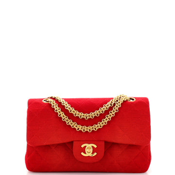 CHANEL Vintage ReiESue Chain Double Flap Bag Quilted Jersey Small