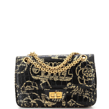 CHANEL ReiESue 2.55 Flap Bag Graffiti Crocodile EmboESed Calfskin Mini