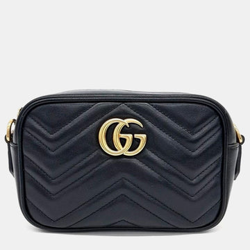 Black Calfskin MatelaESe Mini GG Marmont Camera CroESbody Bag