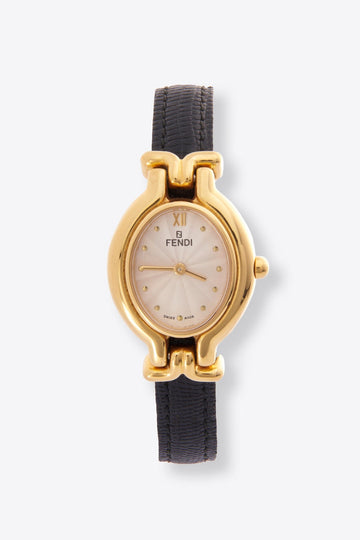 Vintage Fendi Oval Gold Plated Watch With 5 Leather Strap Options