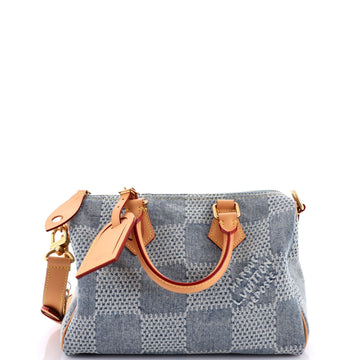 Speedy Bandouliere Bag 3D Damier Giant Denim 25
