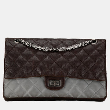 Brown Caviar and Iridescent Calfskin ReiESue 2.55 Double Flap 226