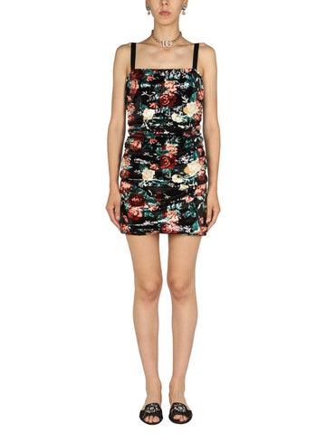Dolce & Gabbana Women Rose Embroidery Short Dress
