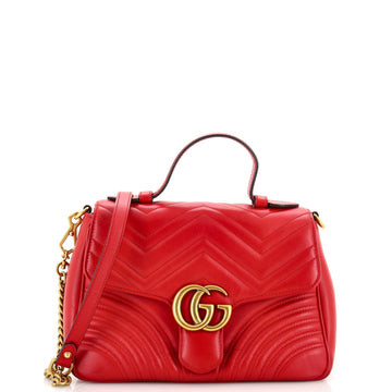 GUCCI GG Marmont Top Handle Flap Bag MatelaESe Leather Small