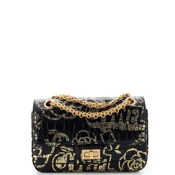 CHANEL ReiESue 2.55 Flap Bag Graffiti Crocodile EmboESed Calfskin Mini