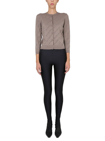 Balenciaga Women Allover Logo Cropped Cardigan