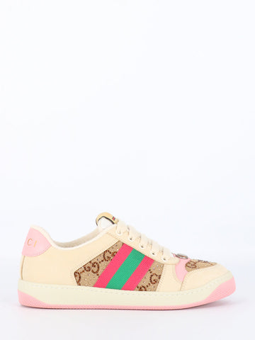 GUCCI Classic GG Canvas Panelled Leather Sneakers - Women's Size Down Recommended
