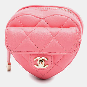 Lambskin CC In Love Heart Zipped Arm Coin Purse