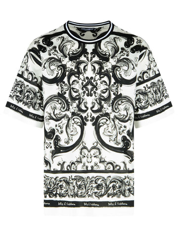 Dolce & Gabbana Short-Sleeved Majolica Print Cotton T-Shirt Men