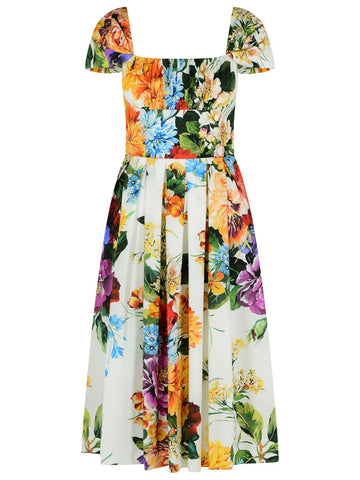 Dolce & Gabbana 'Fiorato' Multicolor Cotton Dress Women