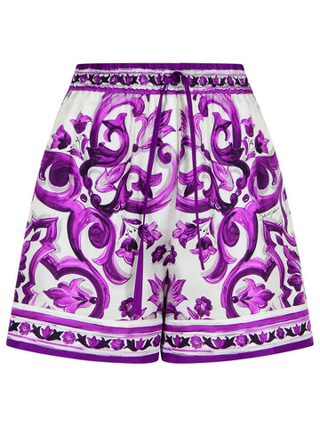 Dolce & Gabbana Shorts In Majolica Print Silk Twill Women