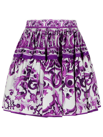 Dolce & Gabbana Short Skirt In Majolica Print Cotton Poplin Women