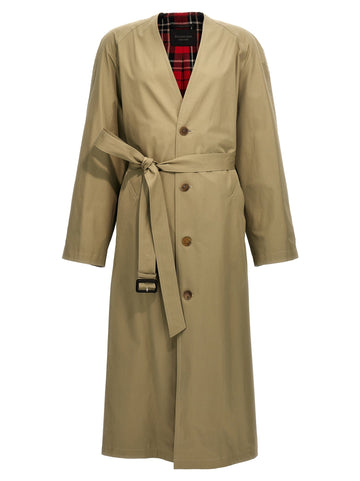 Balenciaga Unisex Check Lining Oversize Trench Coat