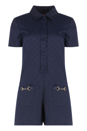GUCCI All-Over Motif Cotton Playsuit for Women