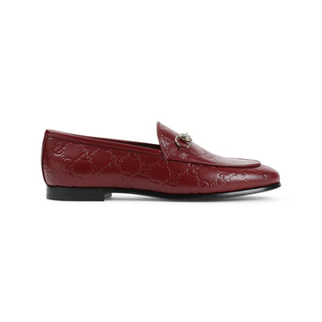 GUCCI Leather Loafers with All-Over Logo and Metal Detail