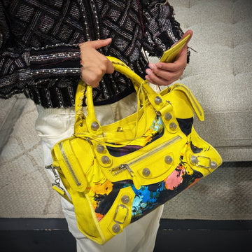 Balenciaga Agneau Canvas Floral Giant 21 Silver City Bag TWS