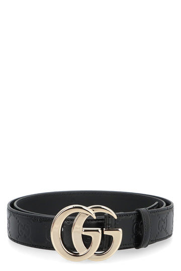 GUCCI GG Milan Leather Belt with Double G Buckle for Women