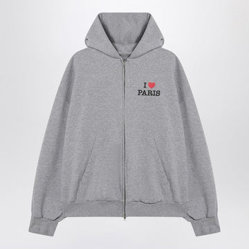 Balenciaga Grey Zip-Up Sweatshirt I Love Paris Women