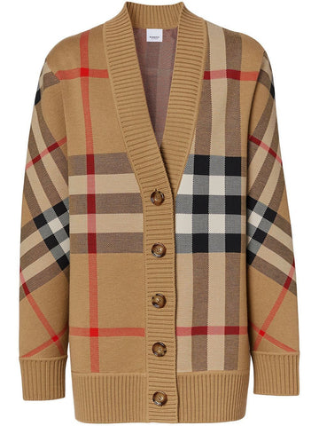 BURBERRY Vintage Check V Neck Cardigan for Women