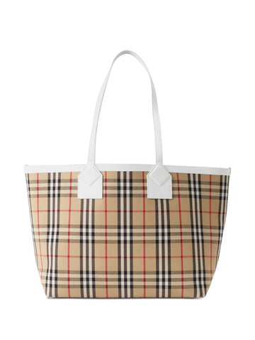 BURBERRY Embroidered Canvas London Shopping Handbag - Women's Mini