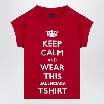 Balenciaga Red Cropped T-Shirt Keep Calm Women