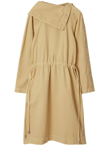 BURBERRY Oversized Wool Silk Dress with Drawstring Waist for Women - SS24