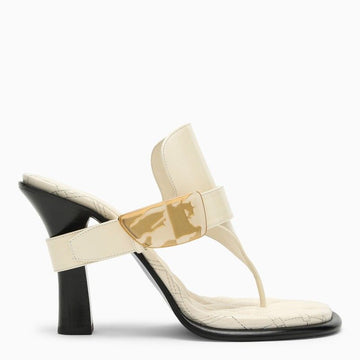 BURBERRY Heeled Thong Sandals with Square Toe and Wide Buckle Strap
