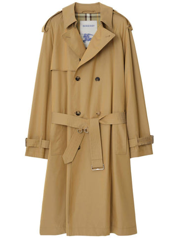 BURBERRY Men's Long Trench Jacket in Gabardine - Relaxed Fit