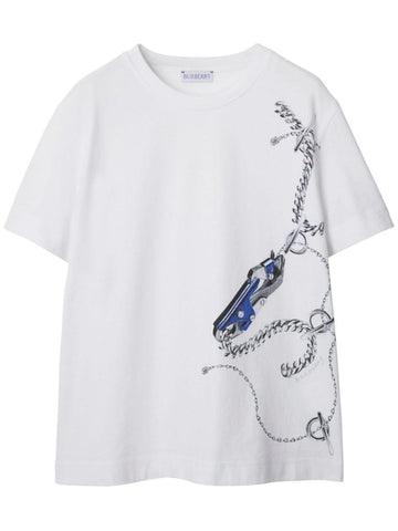 BURBERRY Cotton T-Shirt with Knight IP Pattern for Women - SS24