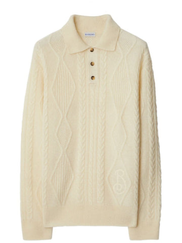 BURBERRY Polo Shirt in Cable Knit for Men - FW24 Collection