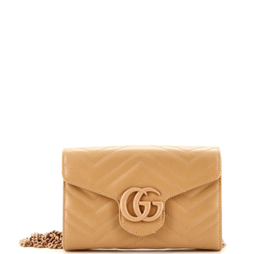 GUCCI GG Marmont Monochrome Chain Wallet MatelaESe Leather Mini