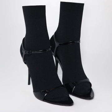 Balenciaga Avenue Sock Black Sandal In Patent Leather And Mesh Women