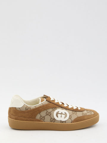 GUCCI Suede Leather Sneakers with GG Crossover Detail for Women