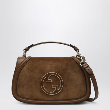 Gucci Mini Blondie Brown Shoulder Bag In Suede Women