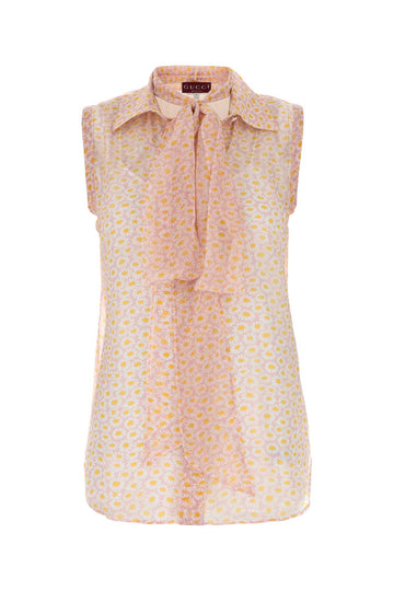 GUCCI Floral Printed Crepe Shirt for Women - SS25