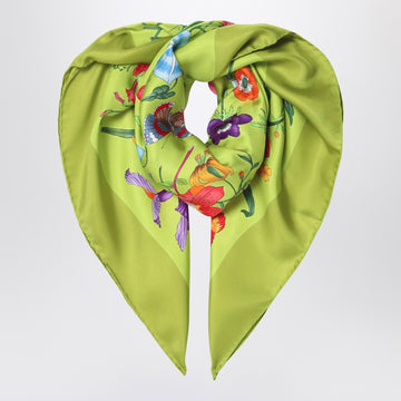 Gucci Silk Twill Scarf Printed In Green Women