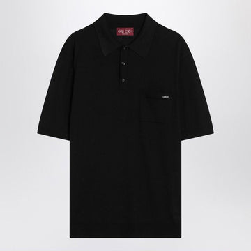 GUCCI Men's Short Sleeve Wool Polo with Logo