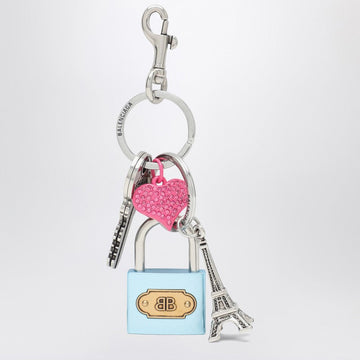 Balenciaga Keychain With Lock And Heart Of Crystals Women