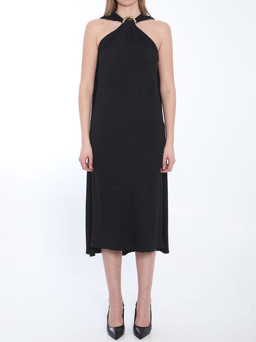 GUCCI Sophisticated Crepe Mini Dress with Metal Bamboo Accents
