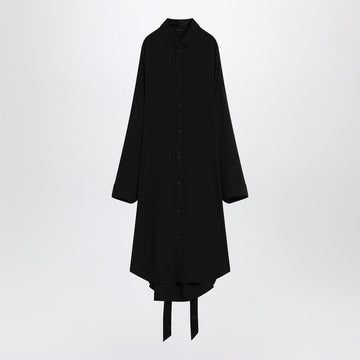 Balenciaga Black Shirt Dress With Intertwined Ribbons Women