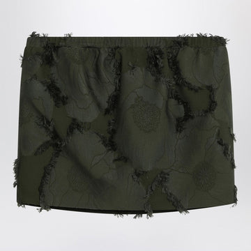 Gucci Mini Forest Green Skirt In Floral Jacquard Women