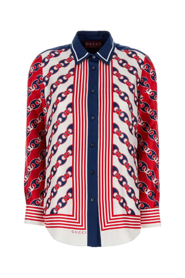 GUCCI Silk Printed Chain Foulard Shirt for Women